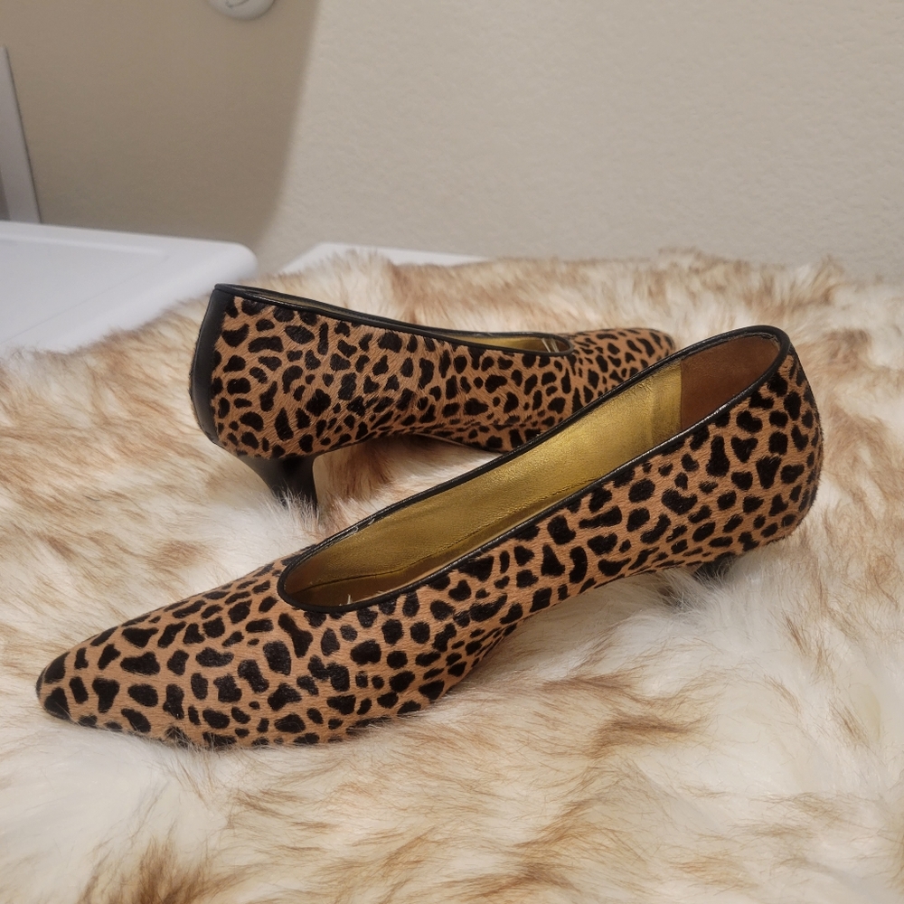 Animal print fur pumps